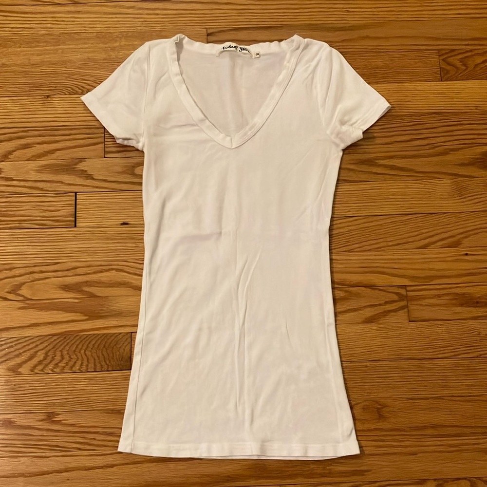 Michael Stars white vneck tshirt one size